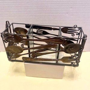 Diane Markin Glass Welded Silverware Three Compartment Organizer Handmade USA